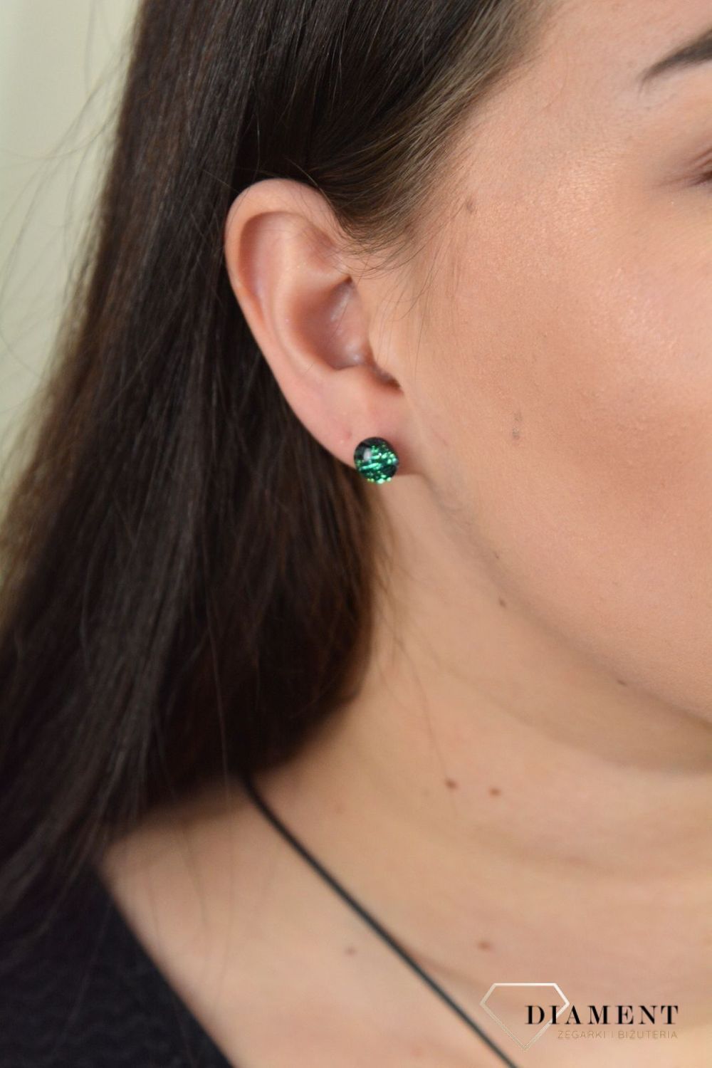 Srebrne kolczyki szkło weneckie 'Zielony blask' Murano 47.jpg